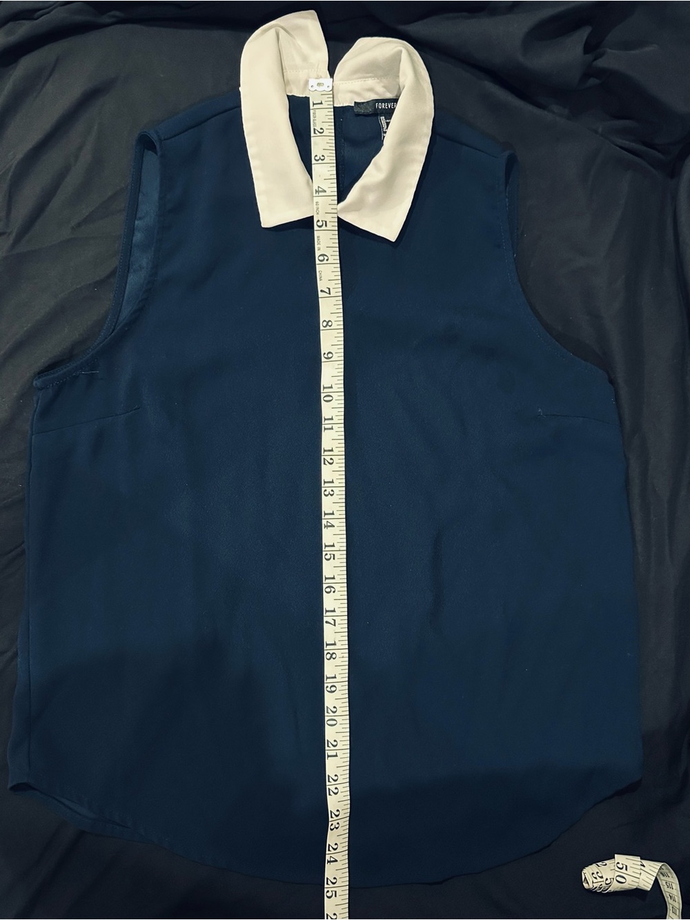 Navy Blue Sleeves Shirt with White Collar
